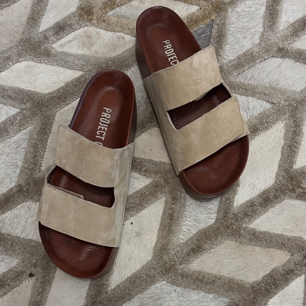 Y/Project Beige and Brown Slide Sandals